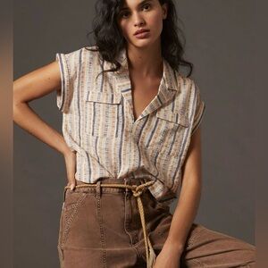Anthropologie Cropped Utility Pullover Top Size M/L